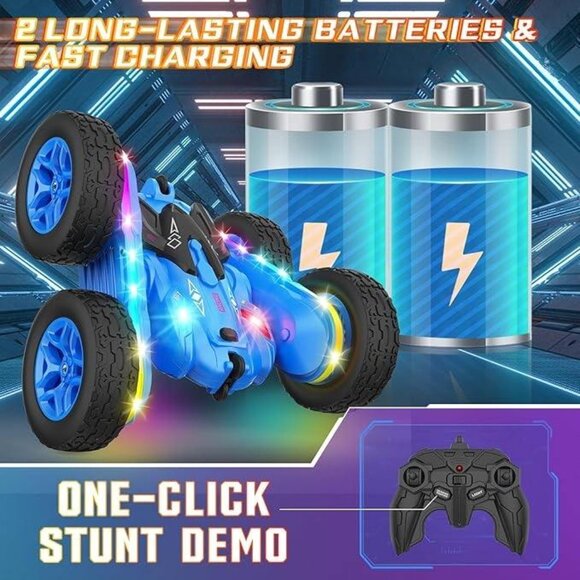 Double-Sided 360° Rotating 4WD Remote Control Car Rc Cars Stunt Toys Gift(1 set) - Picture 5 of 8